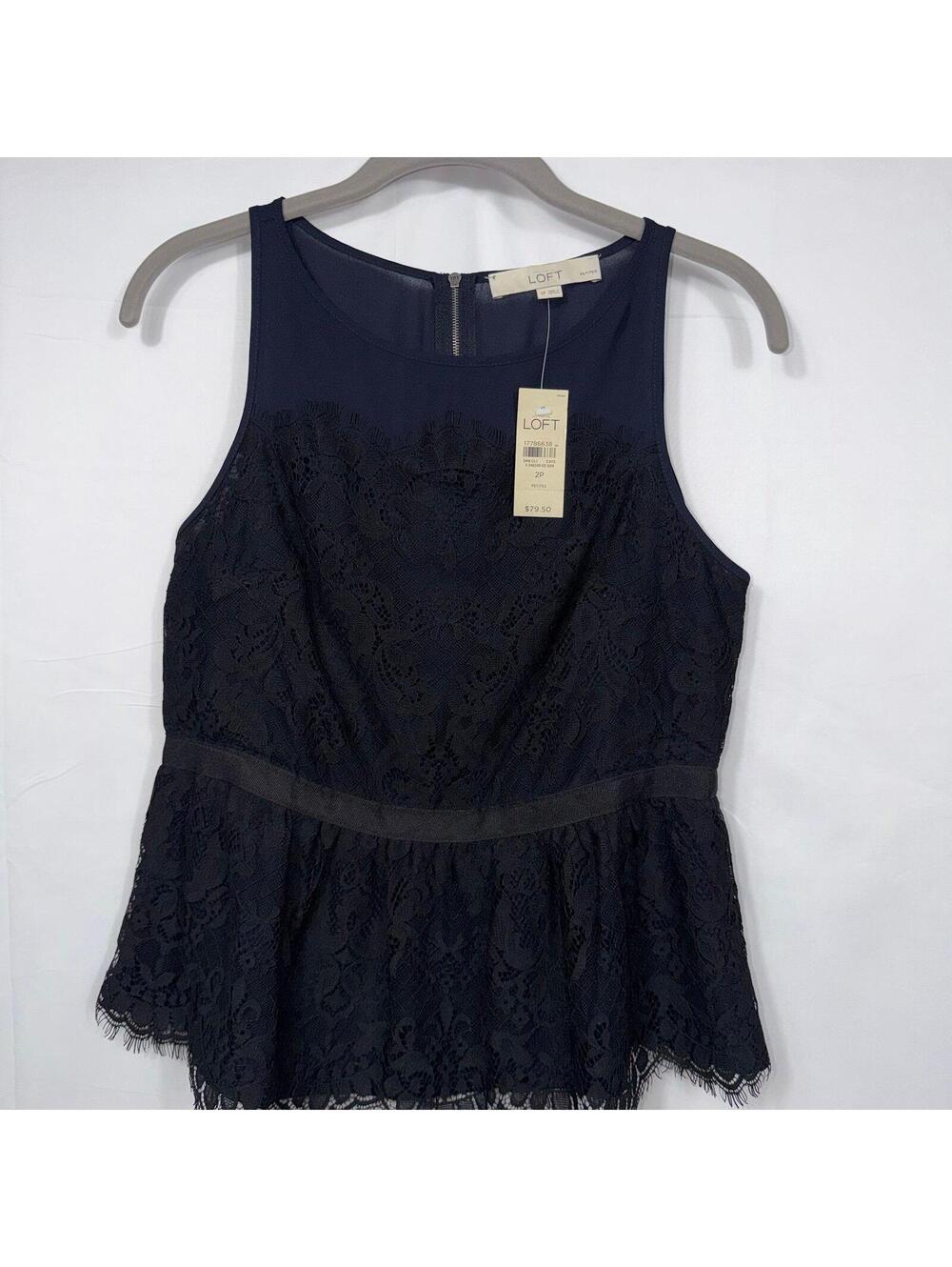 Ann Taylor LOFT Petites Lace Peplum Top NWT Size 2P